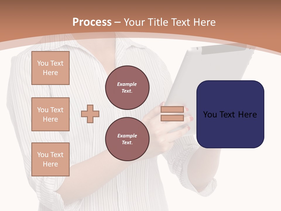 A Woman Holding A Tablet Computer In Her Hands PowerPoint Template