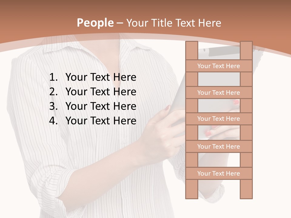 A Woman Holding A Tablet Computer In Her Hands PowerPoint Template