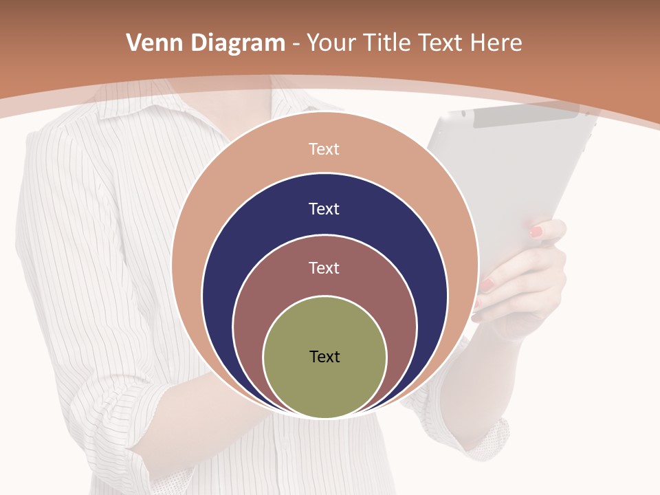 A Woman Holding A Tablet Computer In Her Hands PowerPoint Template