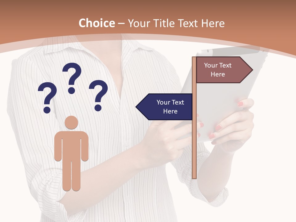 A Woman Holding A Tablet Computer In Her Hands PowerPoint Template