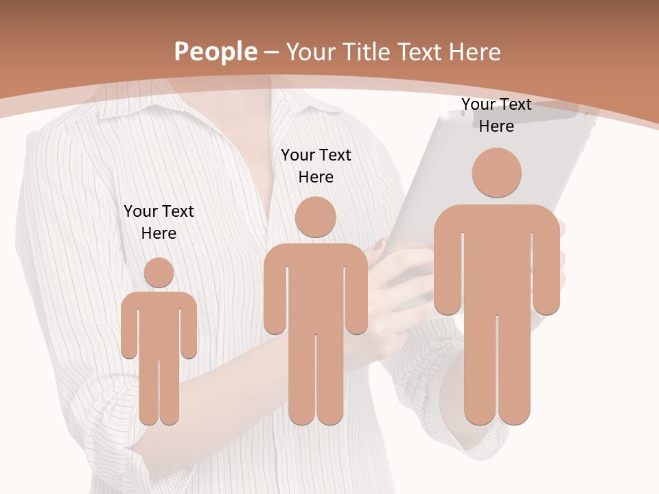 A Woman Holding A Tablet Computer In Her Hands PowerPoint Template