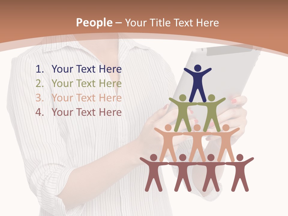 A Woman Holding A Tablet Computer In Her Hands PowerPoint Template