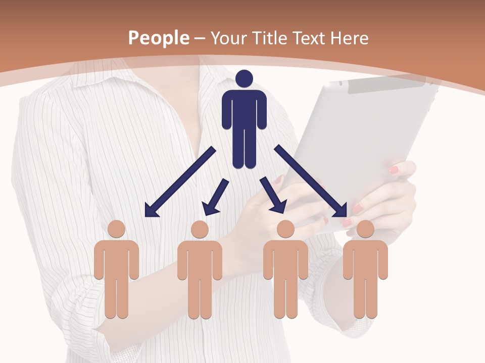 A Woman Holding A Tablet Computer In Her Hands PowerPoint Template