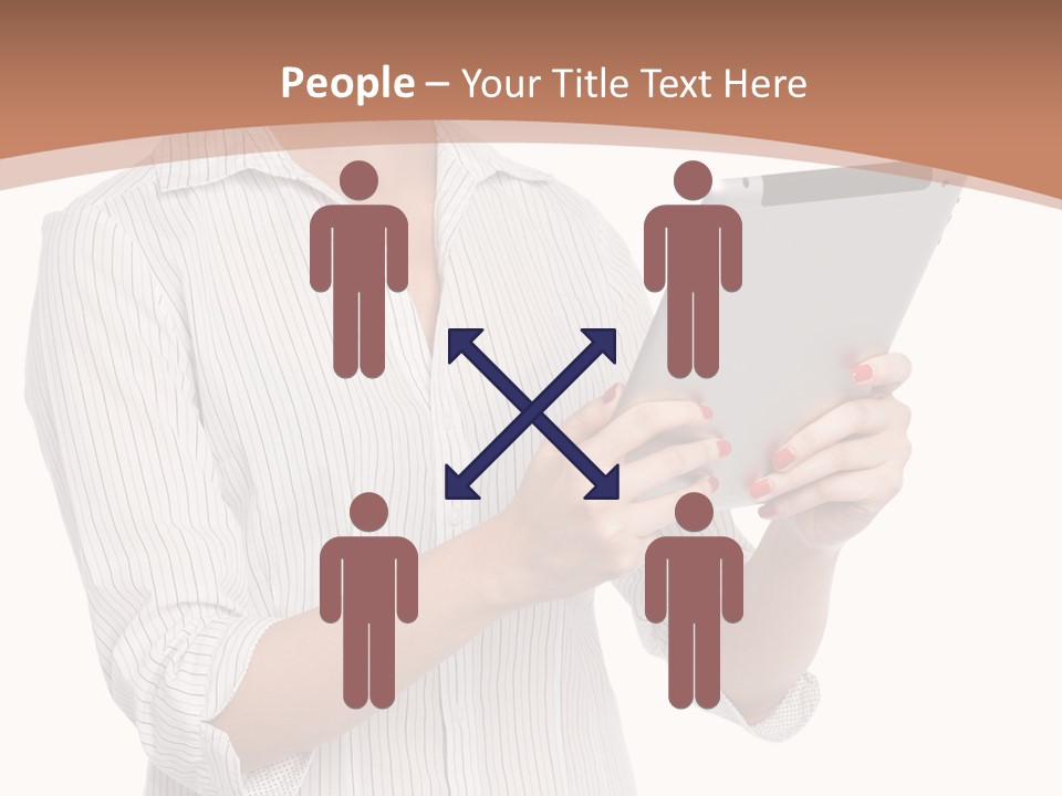 A Woman Holding A Tablet Computer In Her Hands PowerPoint Template