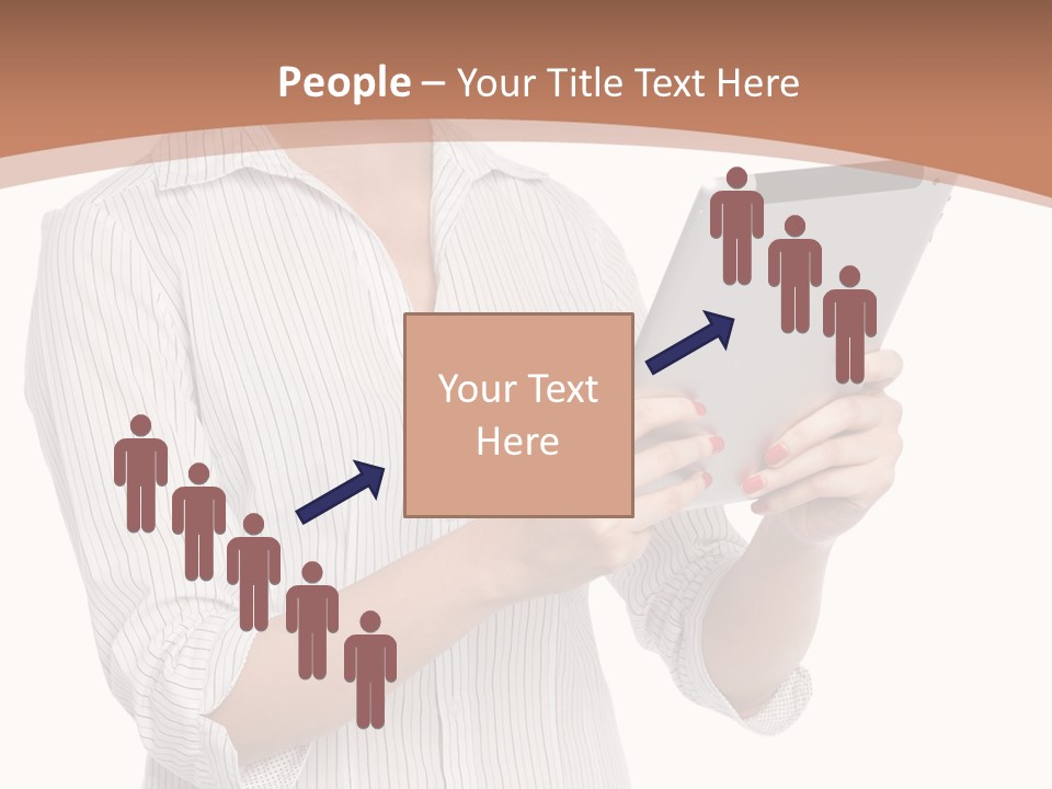 A Woman Holding A Tablet Computer In Her Hands PowerPoint Template