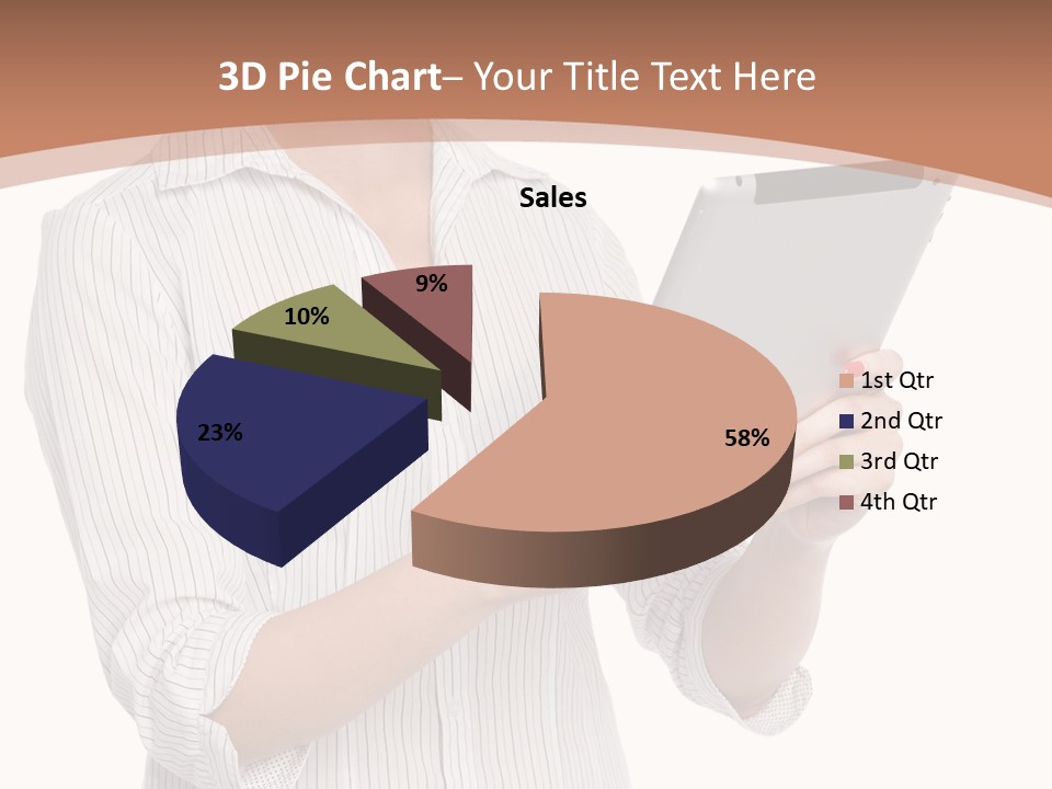 A Woman Holding A Tablet Computer In Her Hands PowerPoint Template
