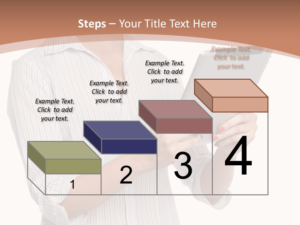 A Woman Holding A Tablet Computer In Her Hands PowerPoint Template