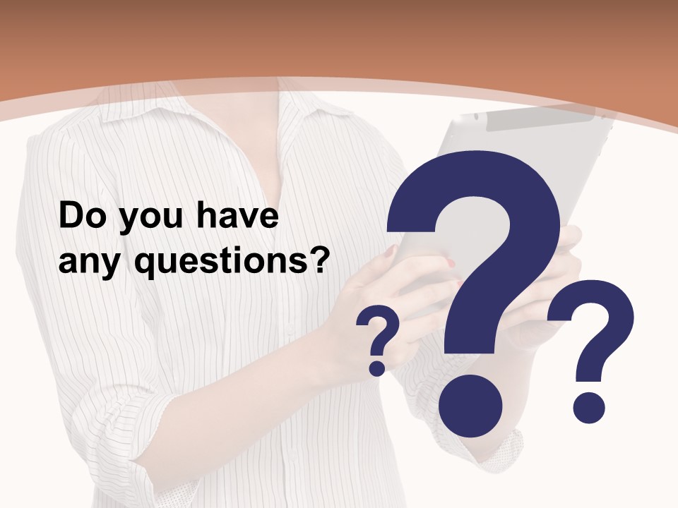 A Woman Holding A Tablet Computer In Her Hands PowerPoint Template