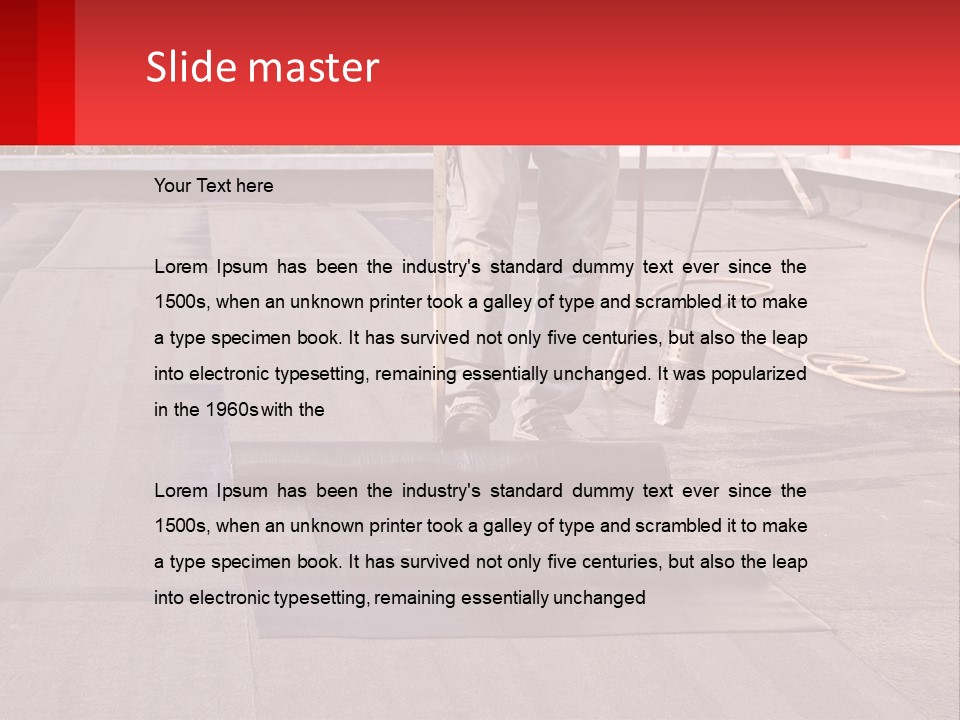 A Man Is Painting A Roof With A Paint Roller PowerPoint Template