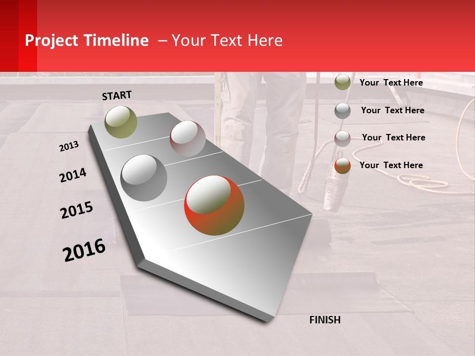 A Man Is Painting A Roof With A Paint Roller PowerPoint Template