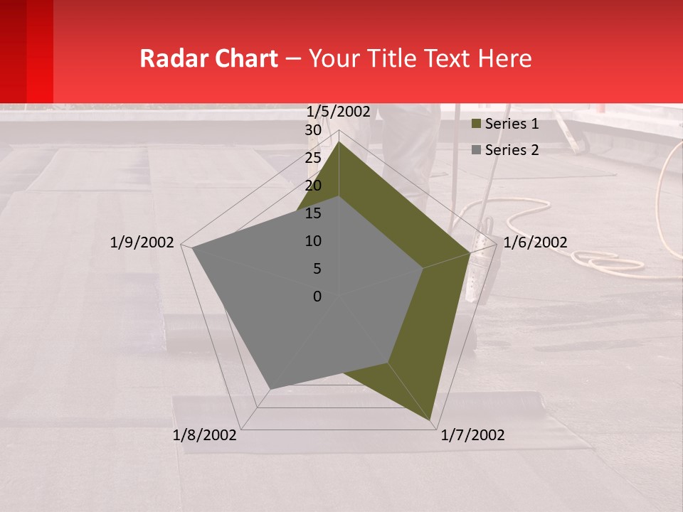 A Man Is Painting A Roof With A Paint Roller PowerPoint Template
