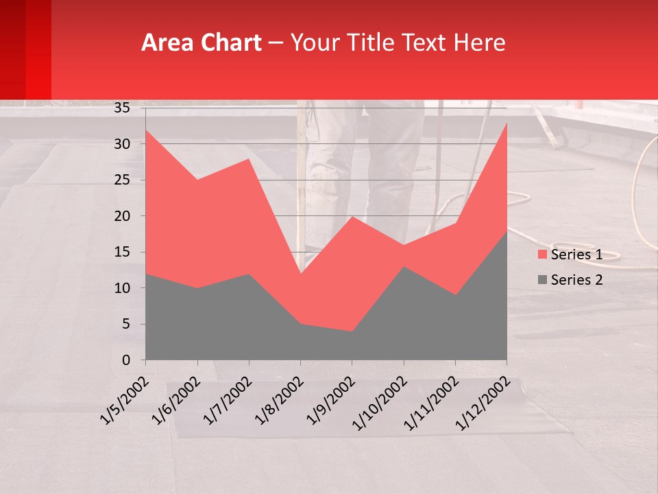 A Man Is Painting A Roof With A Paint Roller PowerPoint Template