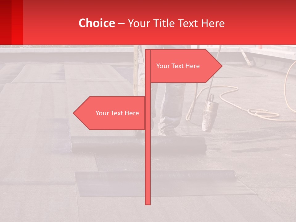 A Man Is Painting A Roof With A Paint Roller PowerPoint Template