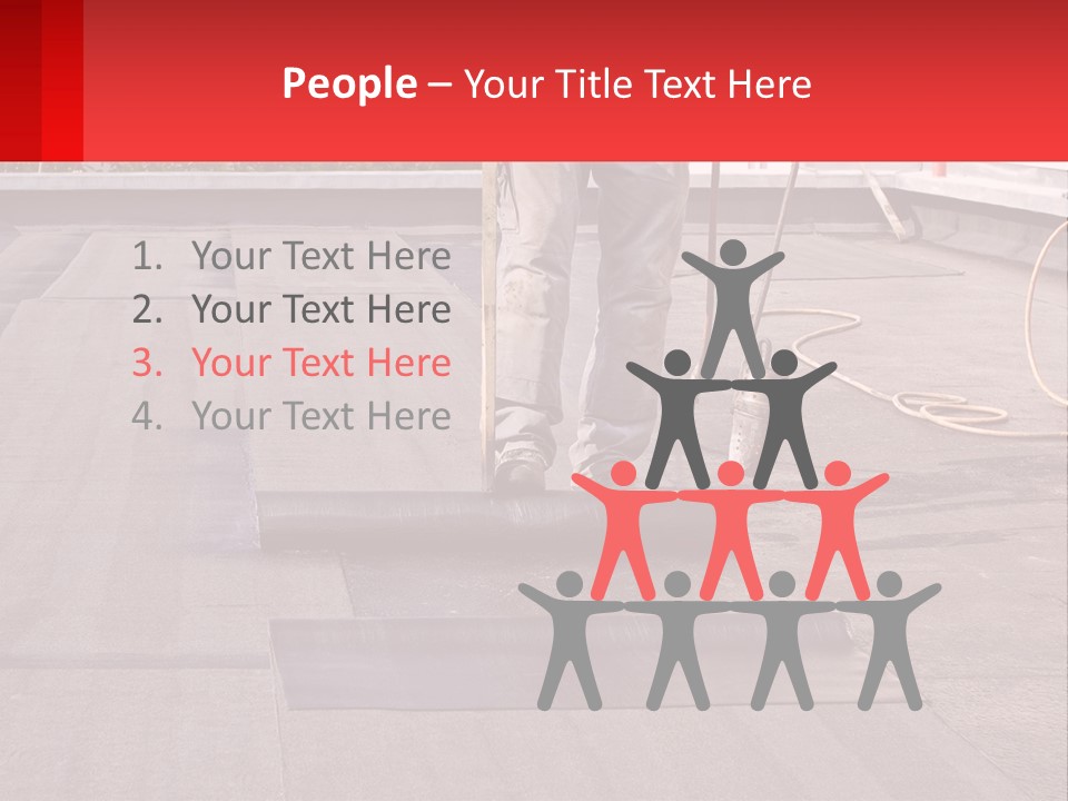 A Man Is Painting A Roof With A Paint Roller PowerPoint Template