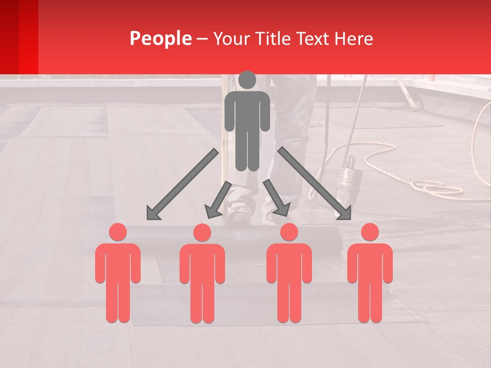 A Man Is Painting A Roof With A Paint Roller PowerPoint Template