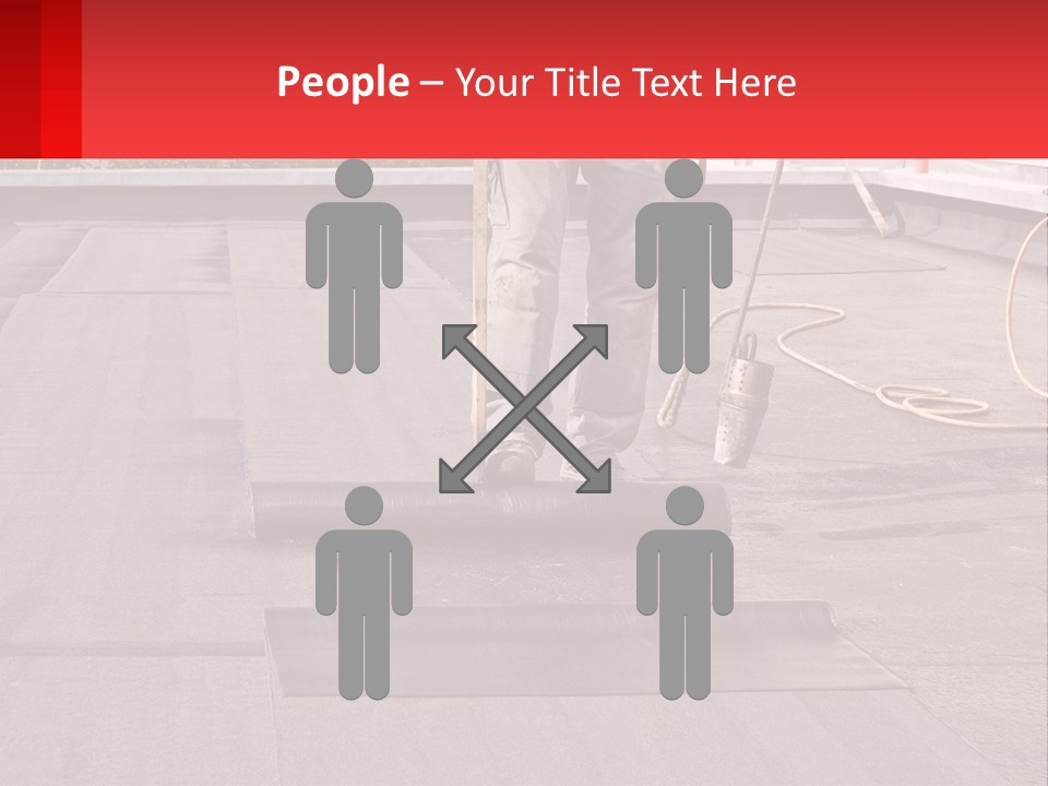 A Man Is Painting A Roof With A Paint Roller PowerPoint Template