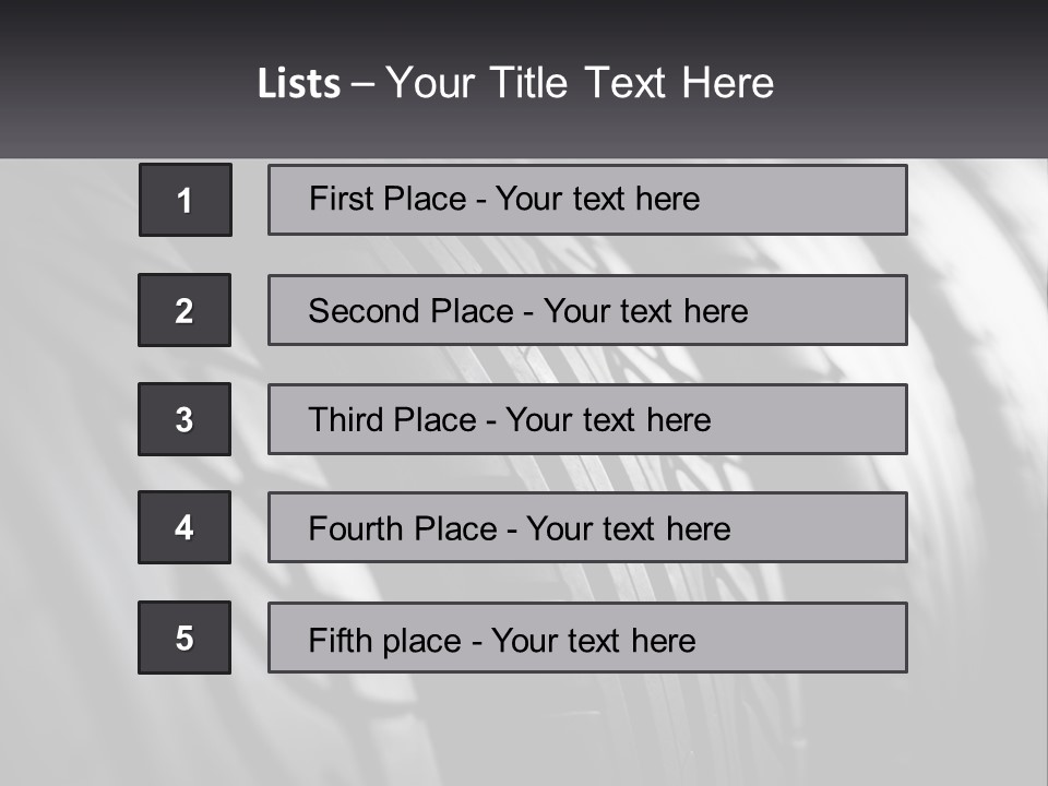 A Row Of Tires With A Black Background PowerPoint Template