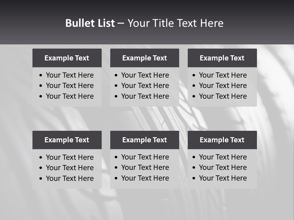 A Row Of Tires With A Black Background PowerPoint Template