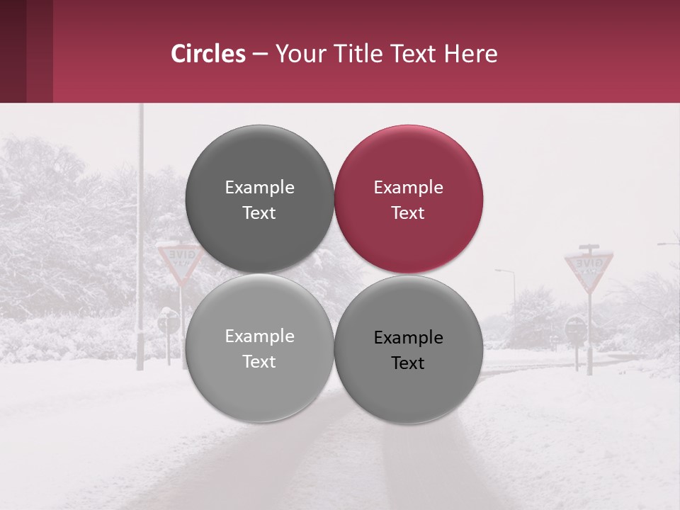 A Snowy Road With Traffic Signs On It PowerPoint Template