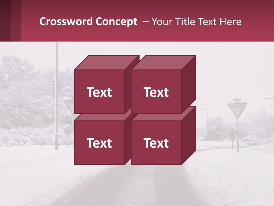 A Snowy Road With Traffic Signs On It PowerPoint Template