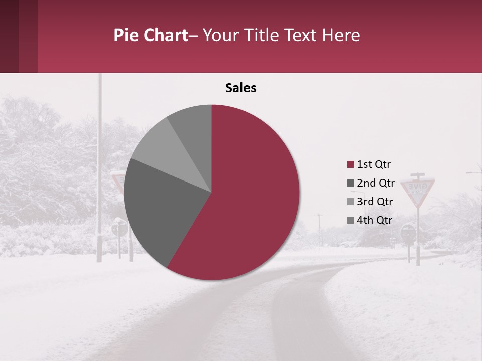 A Snowy Road With Traffic Signs On It PowerPoint Template