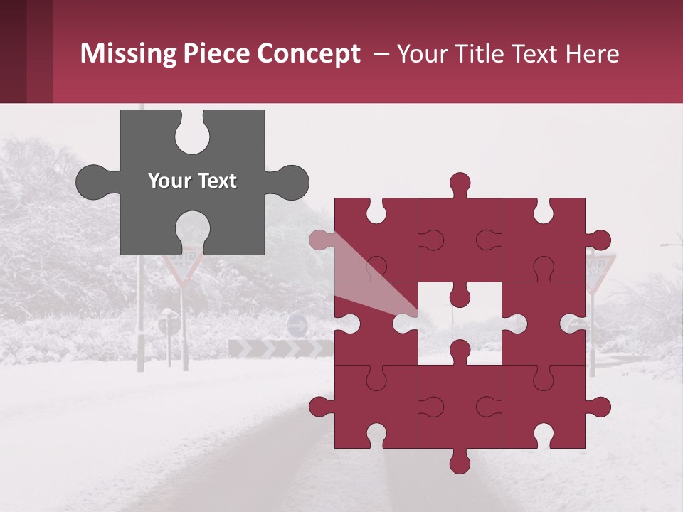 A Snowy Road With Traffic Signs On It PowerPoint Template
