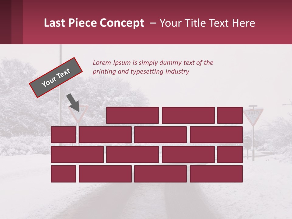 A Snowy Road With Traffic Signs On It PowerPoint Template