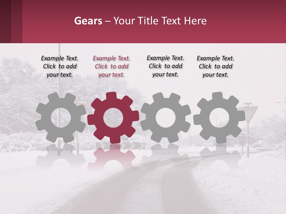 A Snowy Road With Traffic Signs On It PowerPoint Template