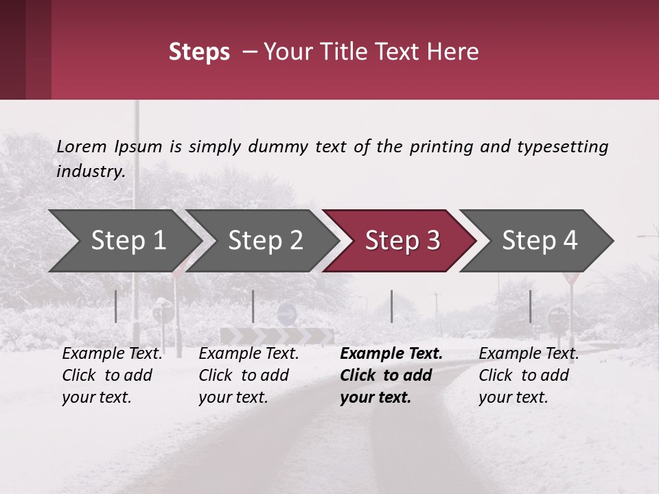 A Snowy Road With Traffic Signs On It PowerPoint Template