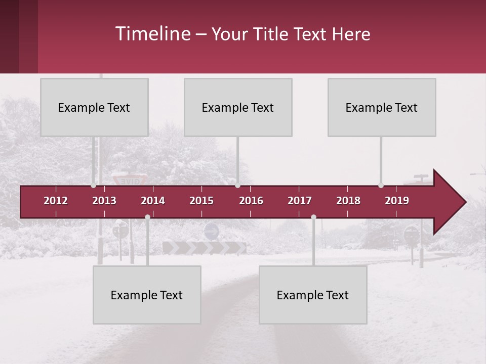 A Snowy Road With Traffic Signs On It PowerPoint Template