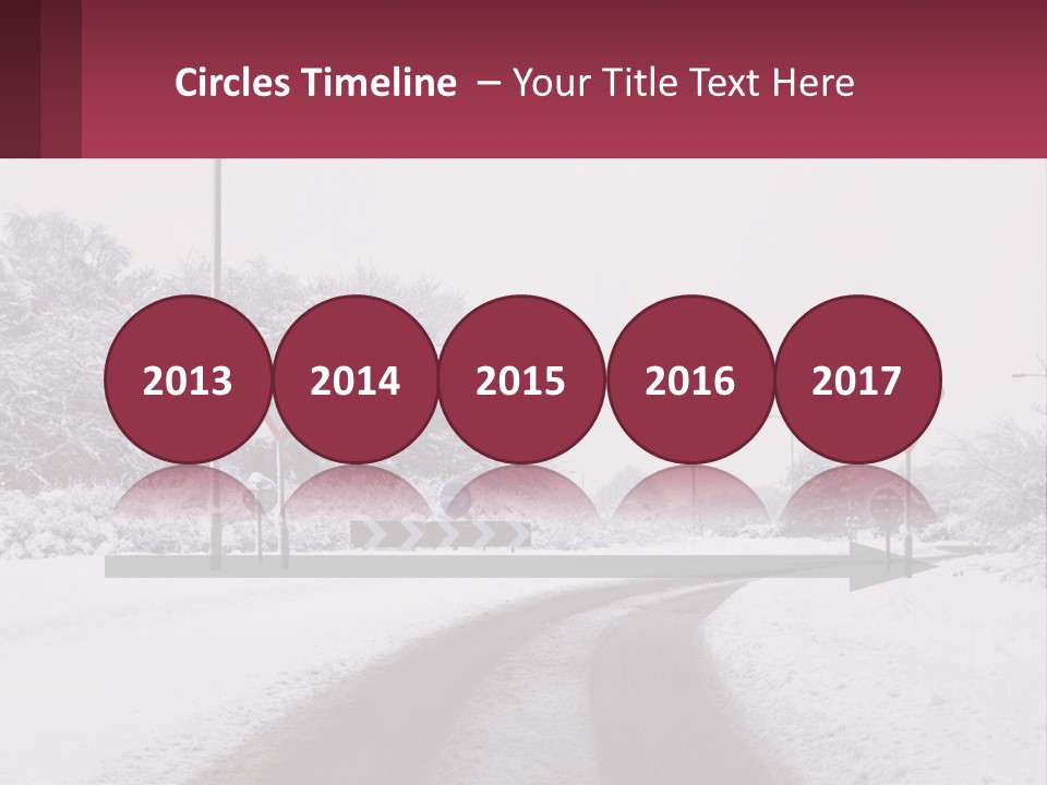 A Snowy Road With Traffic Signs On It PowerPoint Template