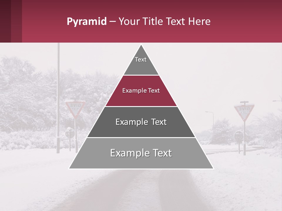 A Snowy Road With Traffic Signs On It PowerPoint Template