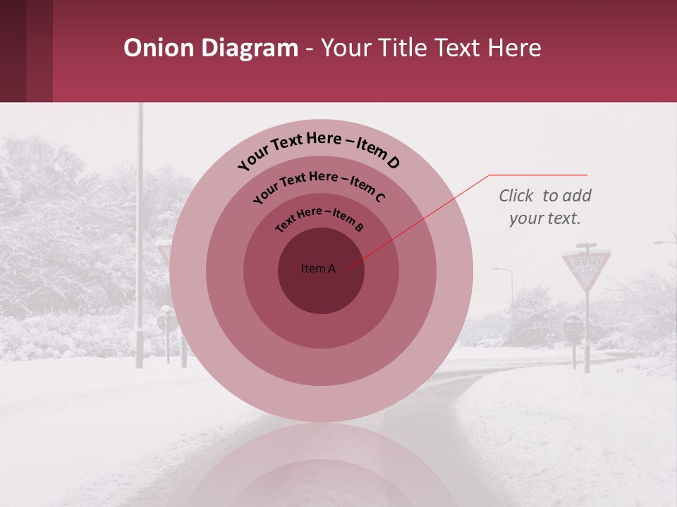 A Snowy Road With Traffic Signs On It PowerPoint Template