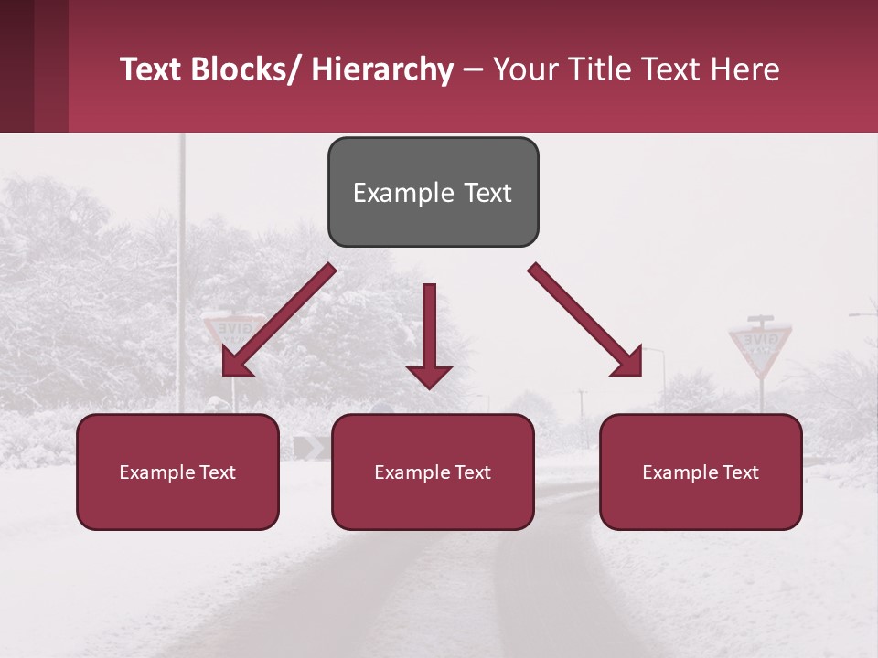 A Snowy Road With Traffic Signs On It PowerPoint Template