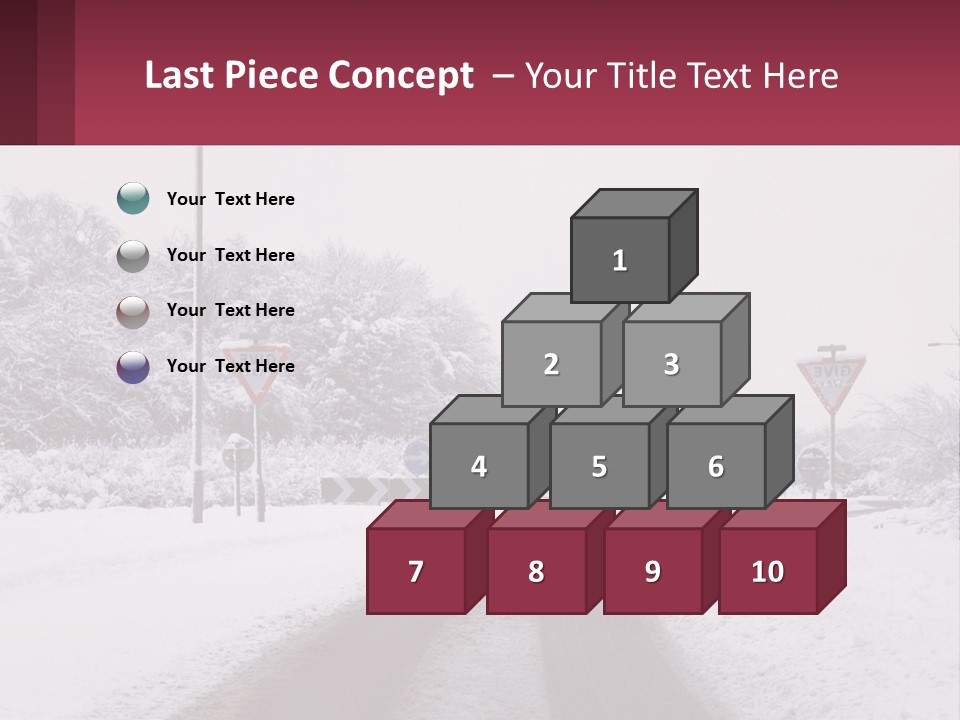 A Snowy Road With Traffic Signs On It PowerPoint Template