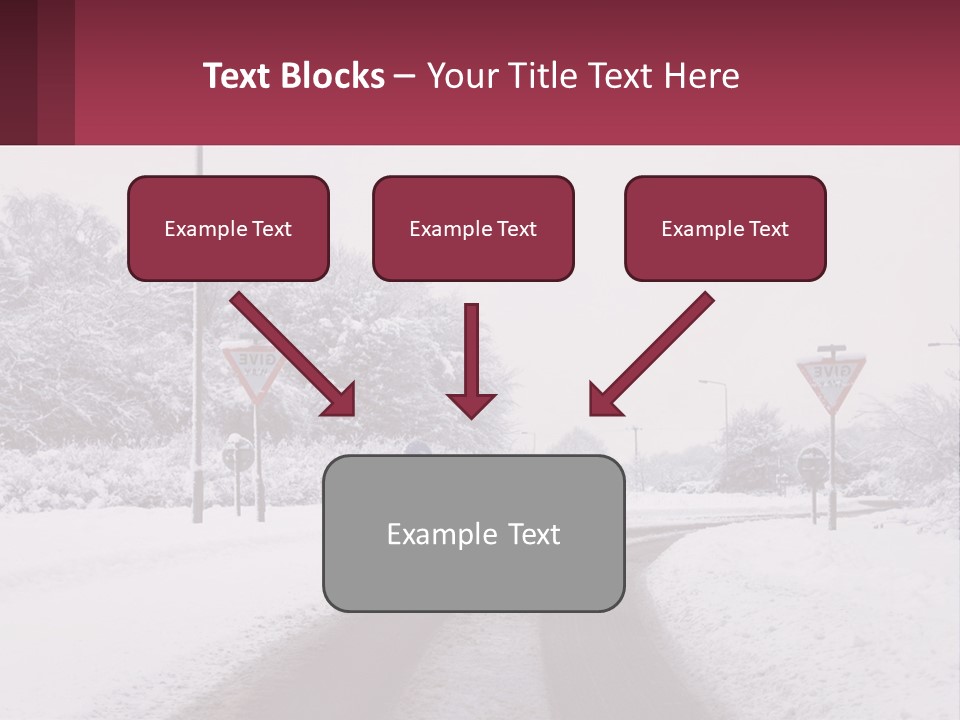 A Snowy Road With Traffic Signs On It PowerPoint Template