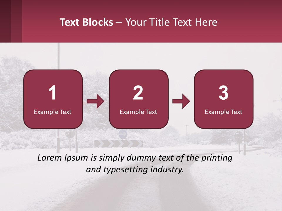 A Snowy Road With Traffic Signs On It PowerPoint Template