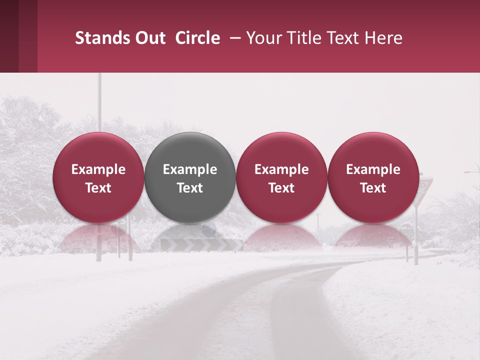 A Snowy Road With Traffic Signs On It PowerPoint Template