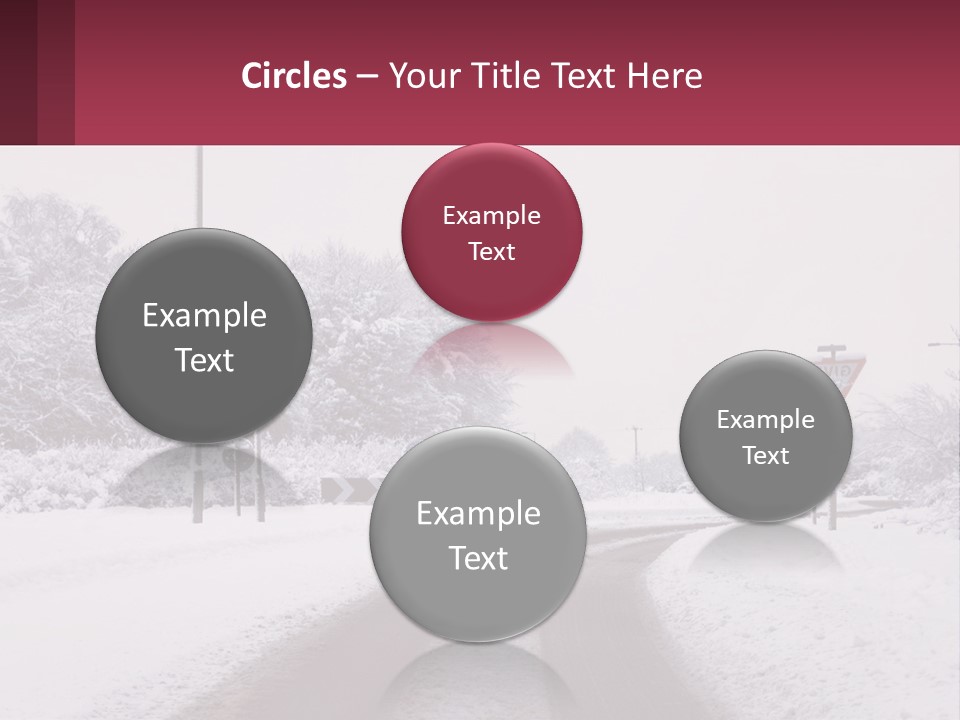 A Snowy Road With Traffic Signs On It PowerPoint Template