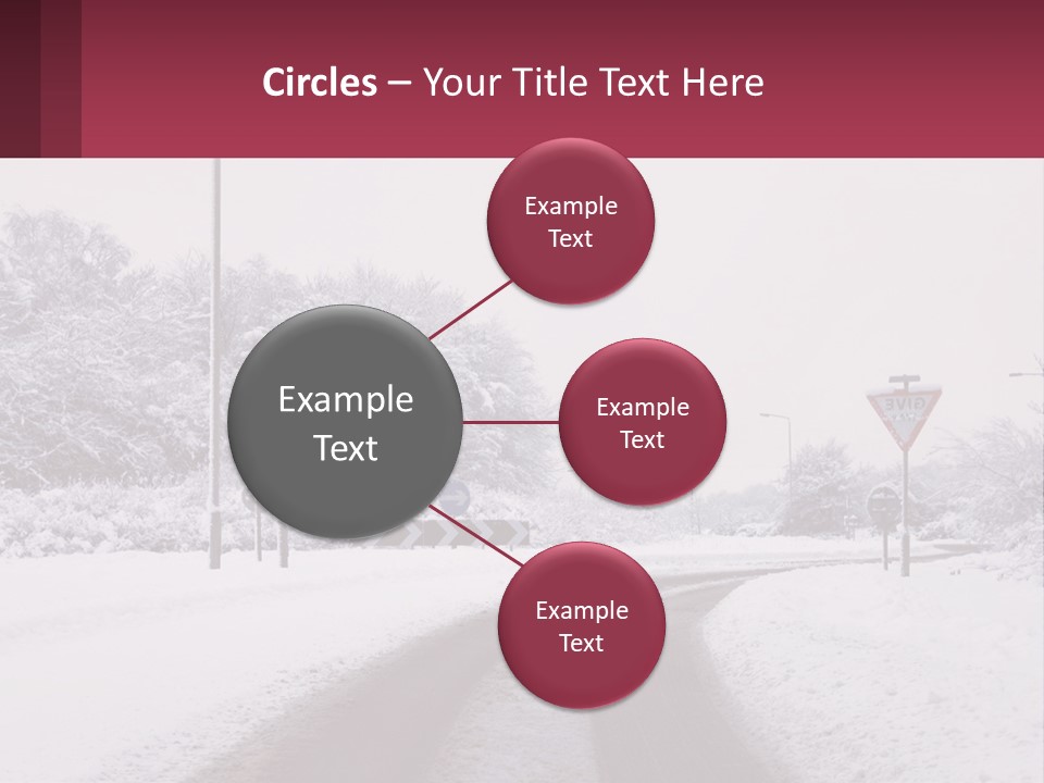A Snowy Road With Traffic Signs On It PowerPoint Template
