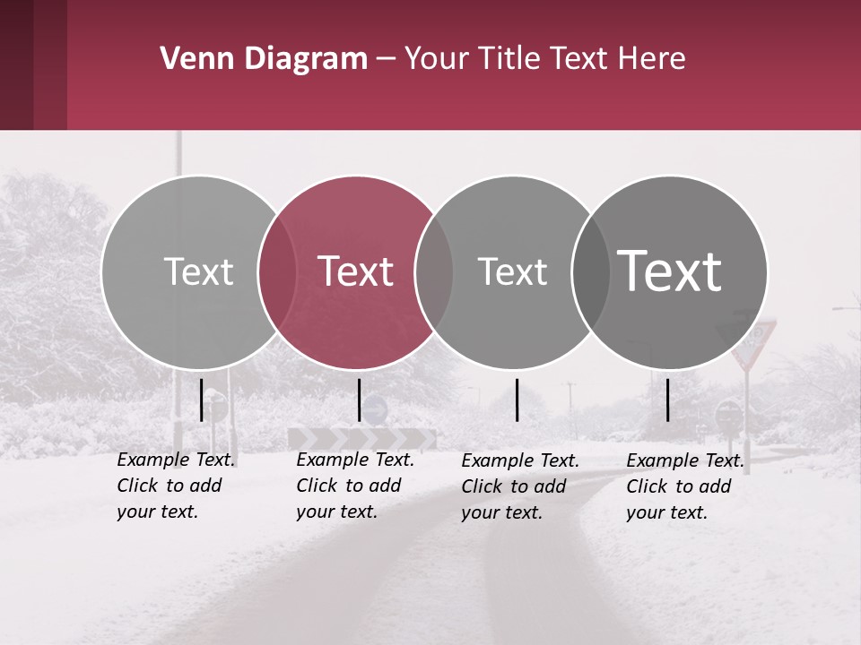 A Snowy Road With Traffic Signs On It PowerPoint Template