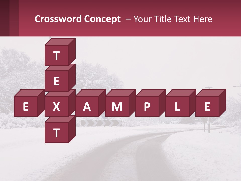 A Snowy Road With Traffic Signs On It PowerPoint Template