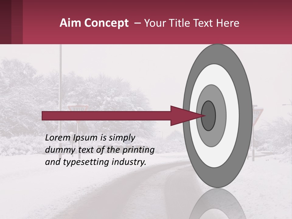 A Snowy Road With Traffic Signs On It PowerPoint Template