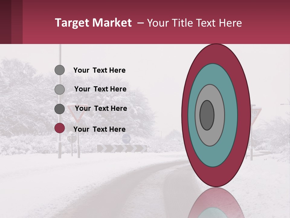 A Snowy Road With Traffic Signs On It PowerPoint Template