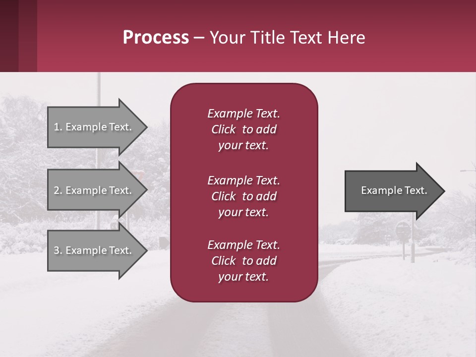A Snowy Road With Traffic Signs On It PowerPoint Template