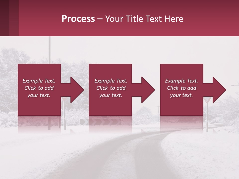 A Snowy Road With Traffic Signs On It PowerPoint Template