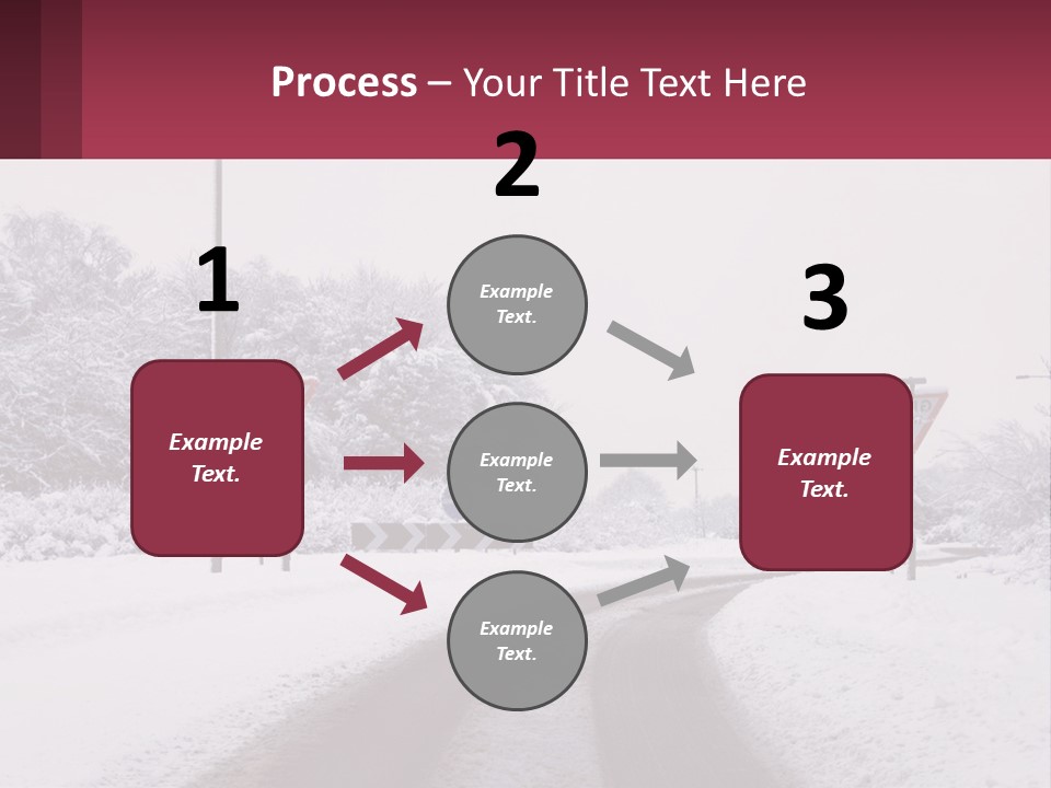 A Snowy Road With Traffic Signs On It PowerPoint Template