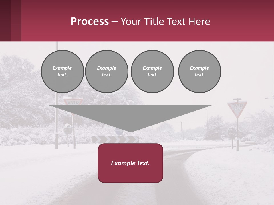 A Snowy Road With Traffic Signs On It PowerPoint Template