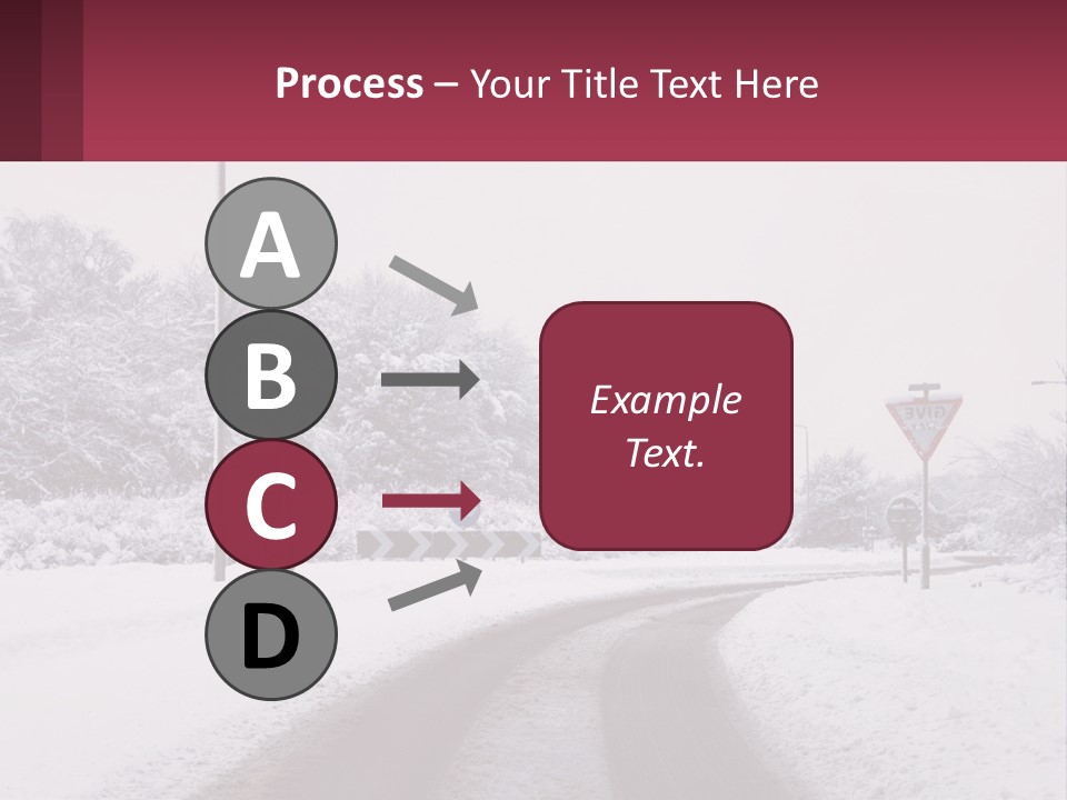 A Snowy Road With Traffic Signs On It PowerPoint Template