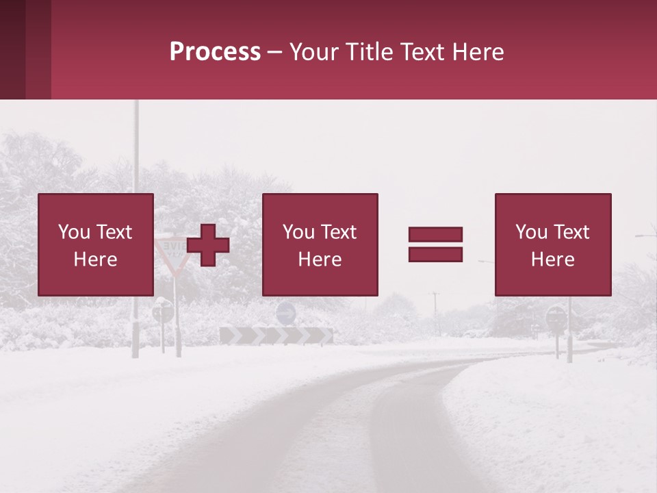 A Snowy Road With Traffic Signs On It PowerPoint Template